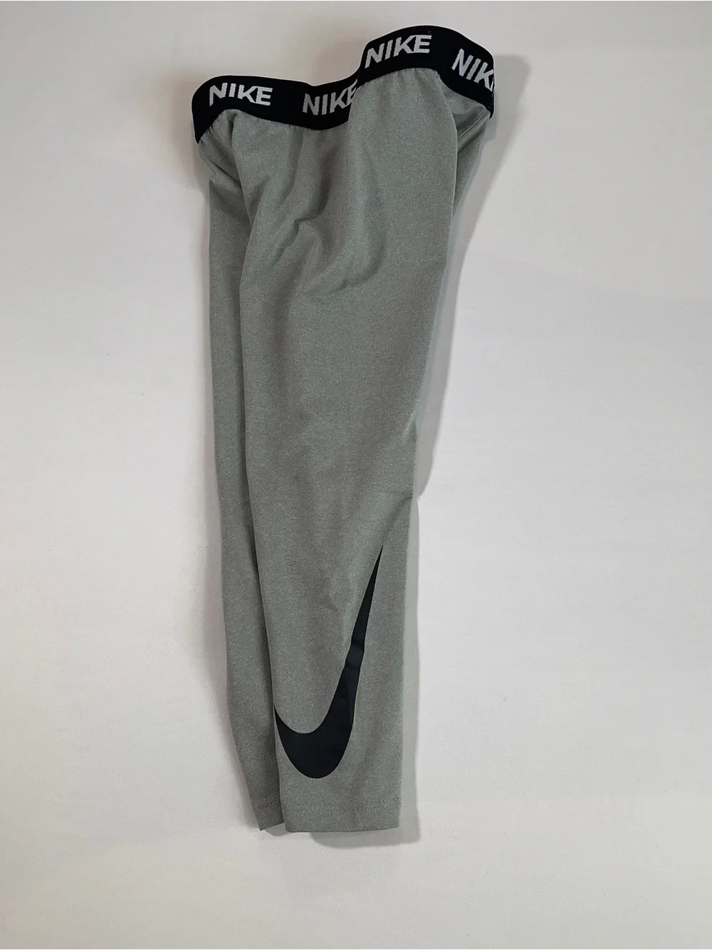 Nike Kids Gray Leggings with Black Logo Waistband